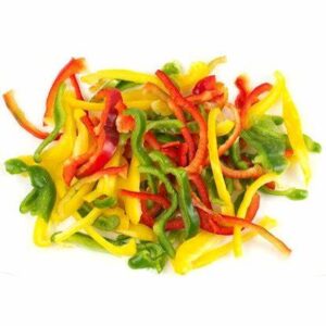 Pimientos tricolores en juliana